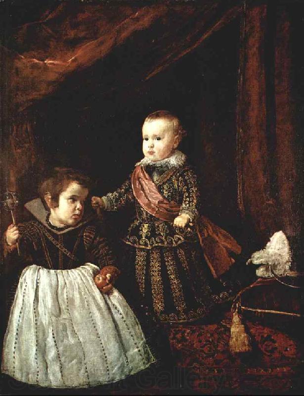 VELAZQUEZ, Diego Rodriguez de Silva y Prince Baltasar Carlos with a Dwarf r